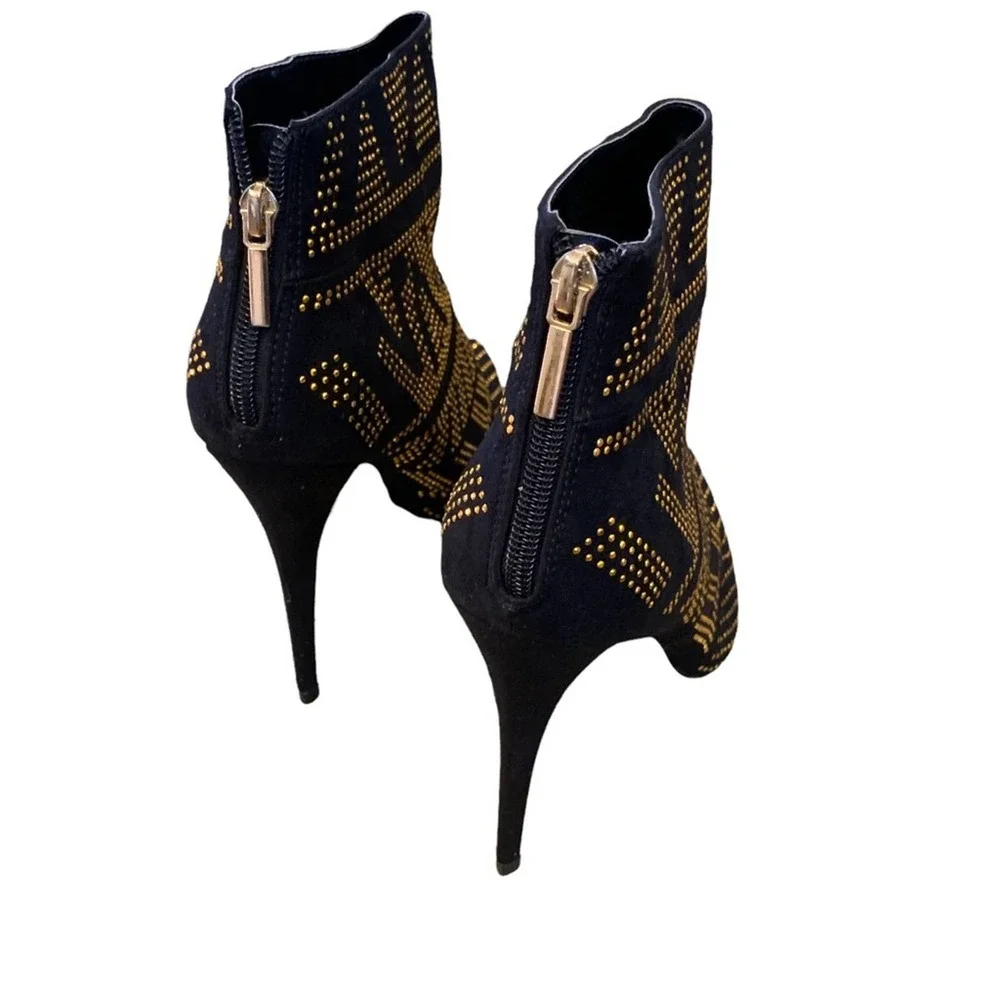 THALIA SODI Alejandra Gold Studded Ankle Booties 8.5 - Picture 6 of 10